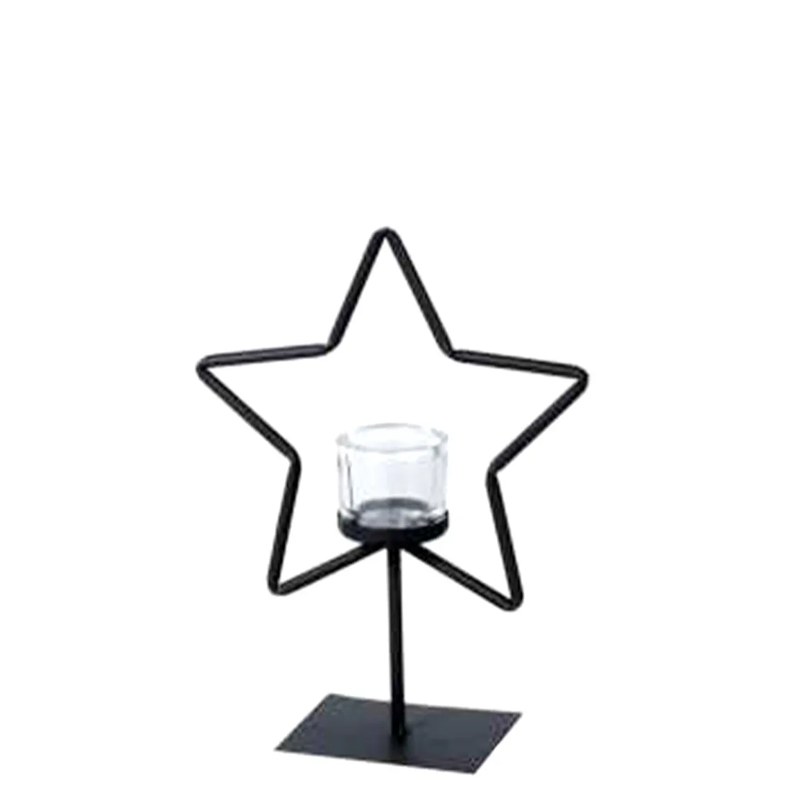 Eisen Windlicht Stern, Weihnachtsstern auf Metallständer, 30cm, WMG Grünberger