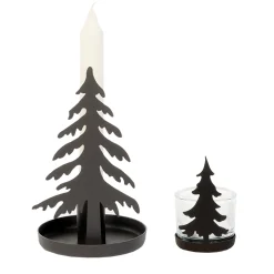 Eisen Leuchter Tannenbaum Burton, Kerzenhalter Tannenbaum mit Schale, 15cm, WMG Grünberger