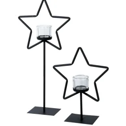Eisen Windlicht Stern, Weihnachtsstern auf Metallständer, 50cm, WMG Grünberger