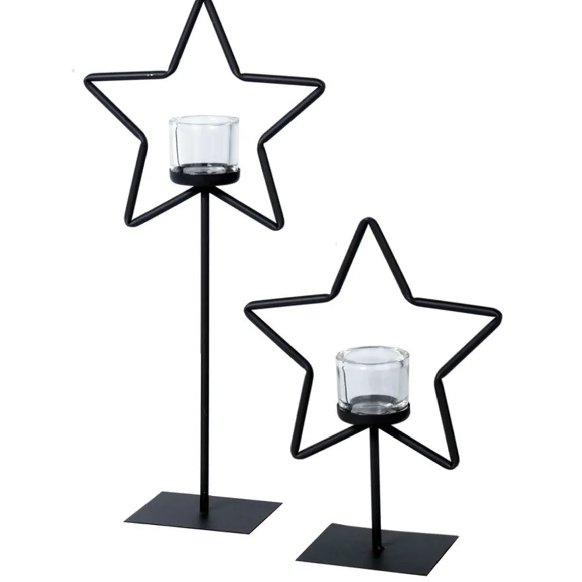 Eisen Windlicht Stern, Weihnachtsstern auf Metallständer, 50cm, WMG Grünberger