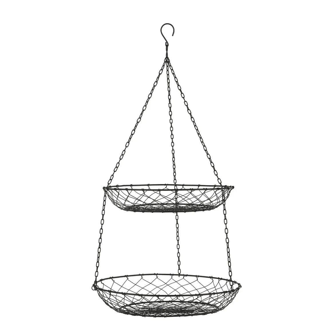 Etagere 2 fach, Küchenhänger Draht mit 2 runden Körben, Hängekorb schwarz, 77cm, Ib Laursen