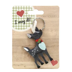 Filz Schlüsselanhänger Reh "I mog di"  dunkelgrau, Gilde
