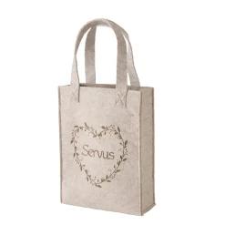 Filz Tasche Garni beige, Filztasche mit Herz und Spruch: Servus, 28x40cm, Boltze Home Collections