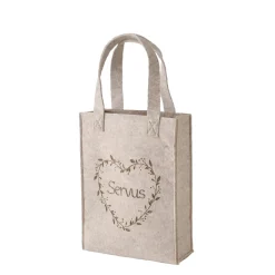 Filz Tasche Garni beige, Filztasche mit Herz und Spruch: Servus, 28x40cm, Boltze Home Collections
