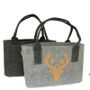 Filztasche Hirsch mit Henkel helles grau, Shopper mit Hirschapplikation aus Kork, Gilde