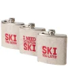 Flachmann Ski mit unterschiedlichen Sprüchen, Trinkflasche Skiing bestickt, 170ml, Boltze Home Colle