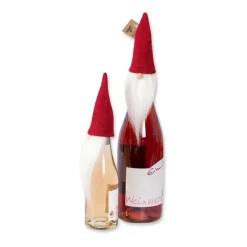 Flaschenwichtel Weihnachtszwerg, Wichtelmütze aus Filz für Flaschen, weiß-rot, 16cm