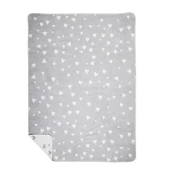Fleecedecke Herz, Wendedecke mit kleinen und großen Herzen, creme-grau, 130x180cm, Mars & More