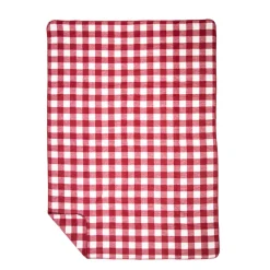 Fleecedecke Karo, Wendedecke Plaid kariert rot-weiß, 150x200cm, Mars & More