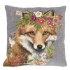 Gobelin Kissen Fuchs, Fuchs mit Blumen und Marder, 45x45cm, Mars & More