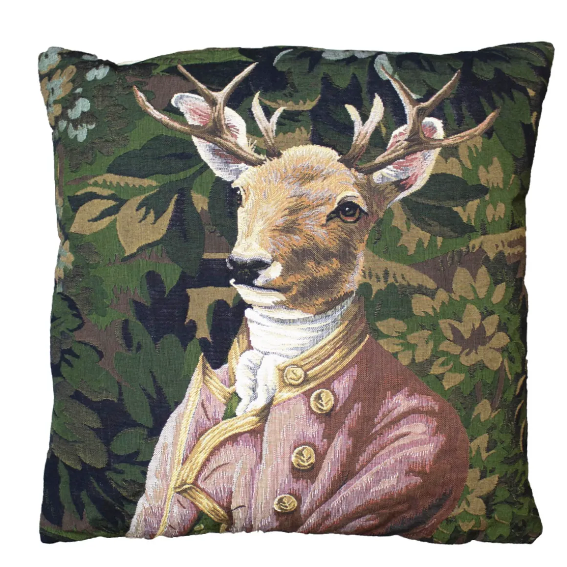 Gobelin Kissen Hirsch, Baron Hirsch rose, 45x45cm, Mars & More