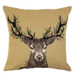 Gobelin Kissen Hirsch, Hirsch mit Blätter-Geweih, 45x45cm, Mars & More