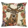 Gobelin Kissen Hirsch Stürmer, Rotwild Hirsch mit Blumen, 45x45cm, Mars & More