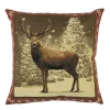 Gobelin Kissen Hirsch, Winterhirsch, roter Rand, 45x45cm, Mars & More