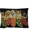 Gobelin Kissen Hunde, Weihnachtshunde in der Socke, 30x45cm, Mars & More