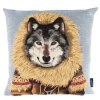 Gobelin Kissen Wolf, Nordic Wolf mit Mantel, 45x45cm, Mars & More
