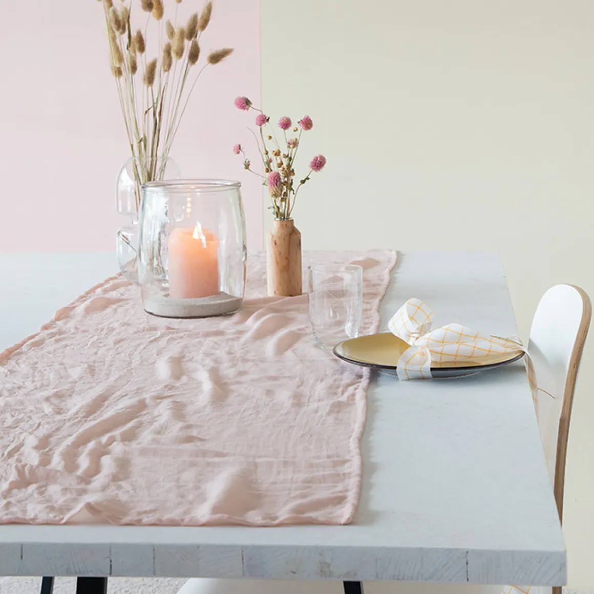 Halbach Tischläufer pale green, Baumwoll-Optik, 44cmx160cm