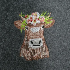 Henkeltasche Kuh Adelheid, Filztasche mit Henkel und Kuhmotiv bestickt, 30x20cm, Gilde