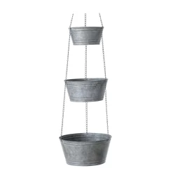 Hängeetagere Patino, Etagere aus Zink, 3 Pflanztöpfe, 115cm, Boltze Home Collections