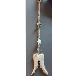 Hänger Engelsflügel, Holzflügel am Juteseil, 48cm