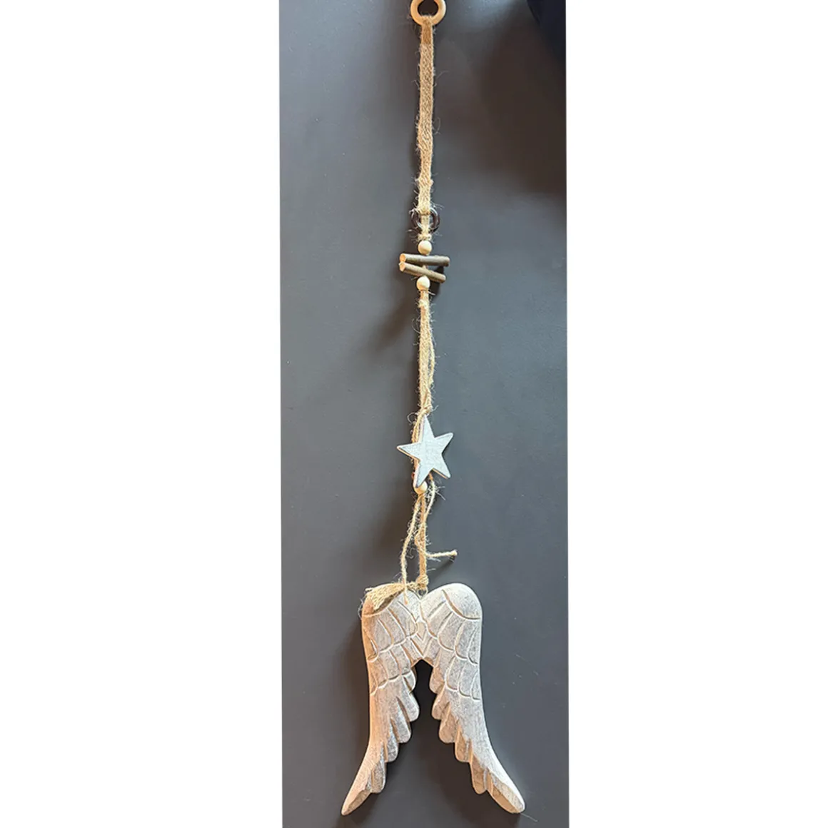 Hänger Engelsflügel, Holzflügel am Juteseil, 48cm