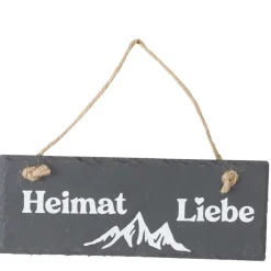 Hängetafel Heimatliebe mit Berge, Schiefertafel Sölden, 22x8cm, Boltze Home Collections