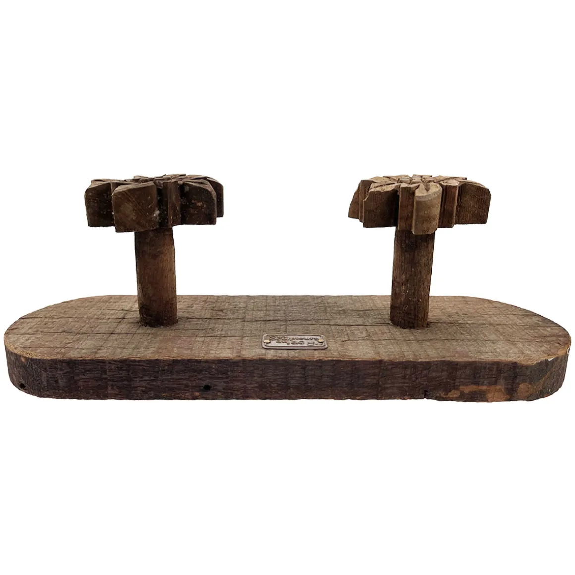 Holz Garderobe Edelweiß Rustikal, Holzbrett mit 2 Edelweiß, 30x10cm, Les Sculpteurs du lac