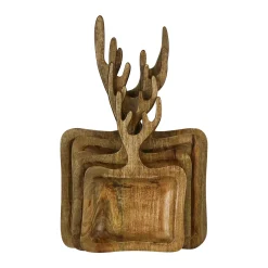 Holz Schneidebrett mit Geweih, Holzbrett Geweih, 28x45cm, Mars & More