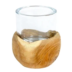 Holz Windlicht Teak, 22cm, WMG Grünberger