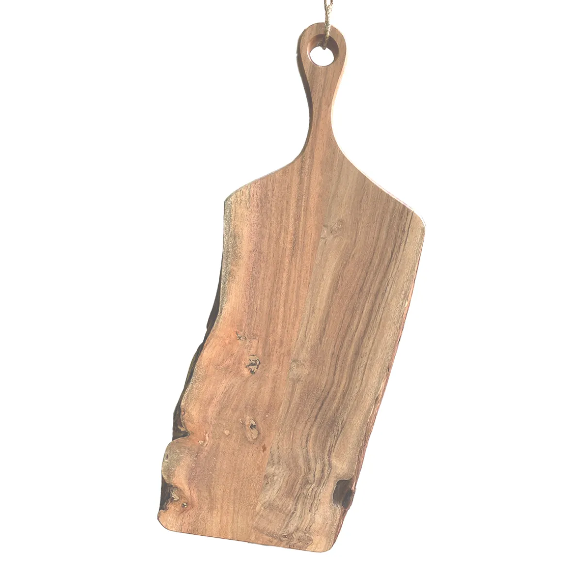 Holzbrett Akazie, mit Griff und Juteschnur, 53x21cm
