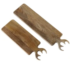 Holzbrett Hirsch Vaasa, Holz Schneidebrett mit Geweih, 15x55cm, Mangoholz, Boltze Home Collections