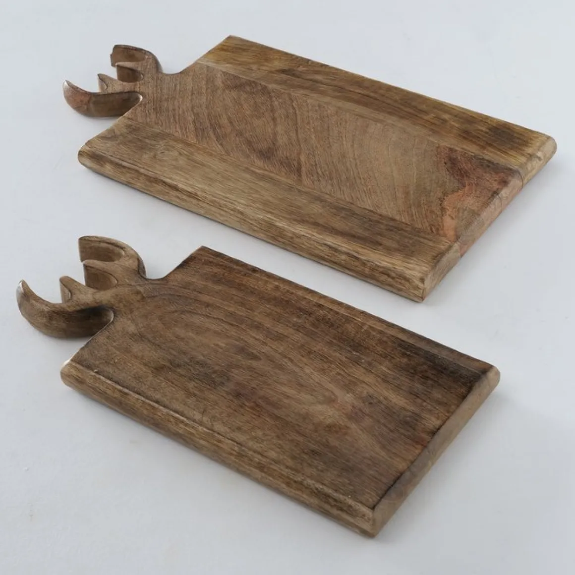 Holzbrett Hirsch Vaasa, Holz Schneidebrett mit Geweih, 22x40cm, Mangoholz, Boltze Home Collections