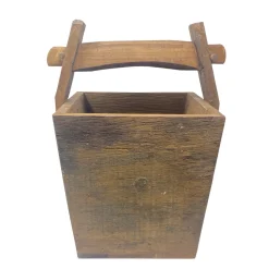 Holzeimer Antik, rustikales Holzzuber mit Henkel, 41cm, Antikholz