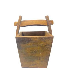 Holzeimer Antik, rustikales Holzzuber mit Henkel, 41cm, Antikholz