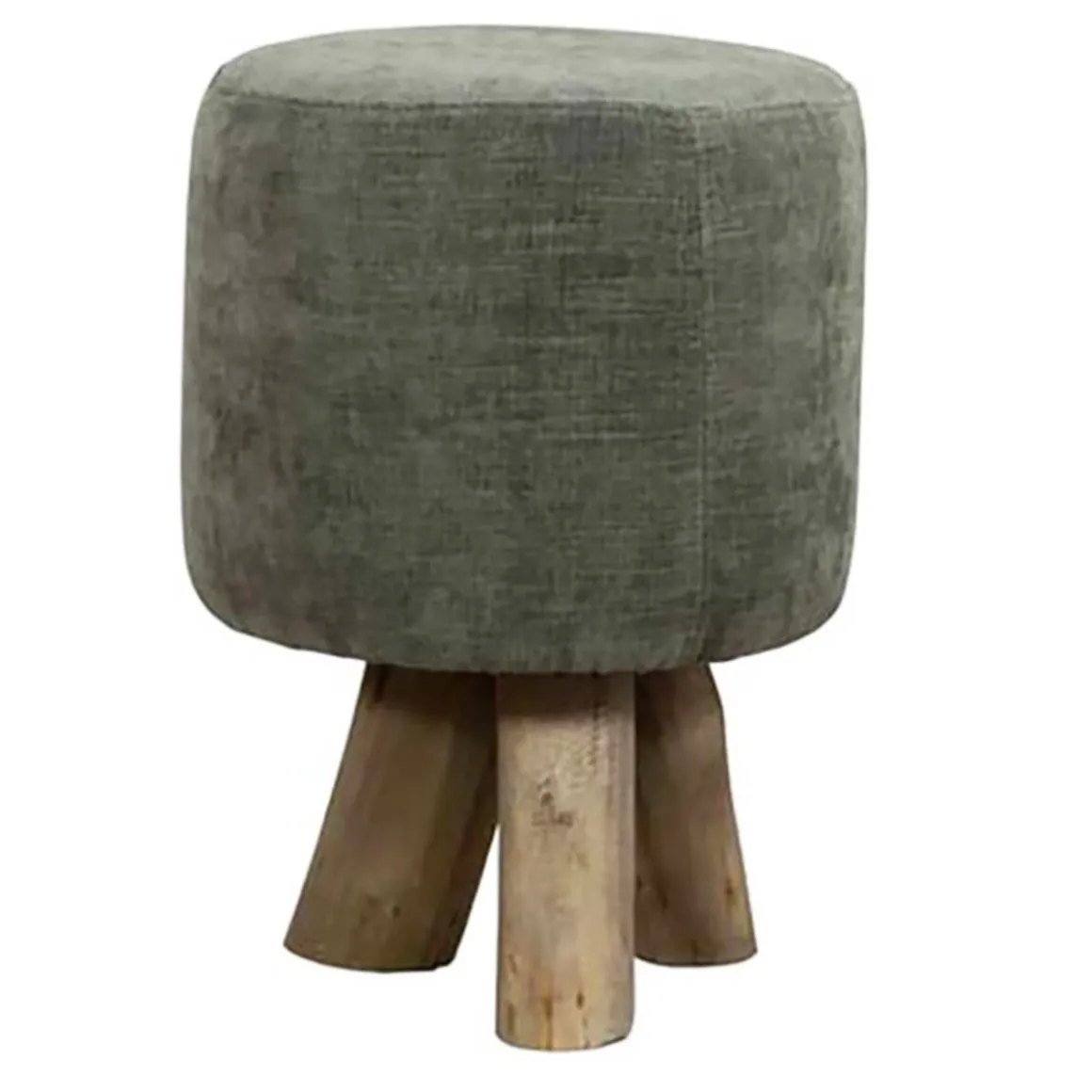 Holzhocker Tanja mit weichem Boston Stoffüberzug, ash-Naturholz, 45cm, WMG Grünberger