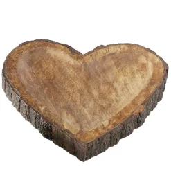 Holzschale Widdo Herzform, Naturholzschale mit Rinde, 20x20cm, Boltze Home Collections
