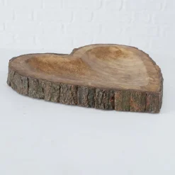 Holzschale Widdo Herzform, Naturholzschale mit Rinde, 20x20cm, Boltze Home Collections