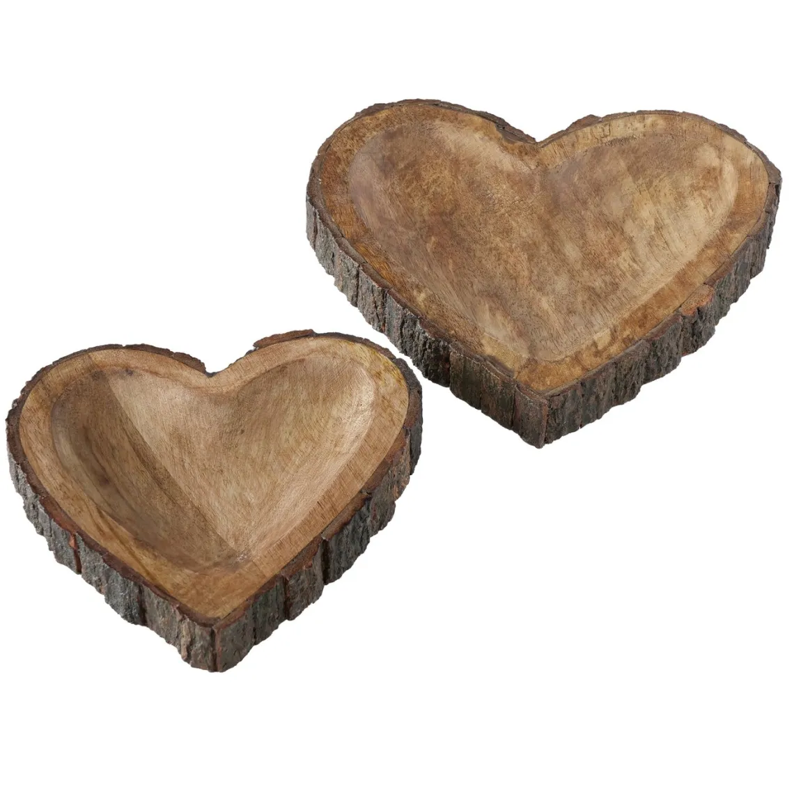 Holzschale Widdo Herzform, Naturholzschale mit Rinde, 20x20cm, Boltze Home Collections