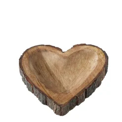 Holzschale Widdo Herzform, Naturholzschale mit Rinde, 16x16cm, Boltze Home Collections