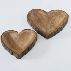 Holzschale Widdo Herzform, Naturholzschale mit Rinde, 16x16cm, Boltze Home Collections
