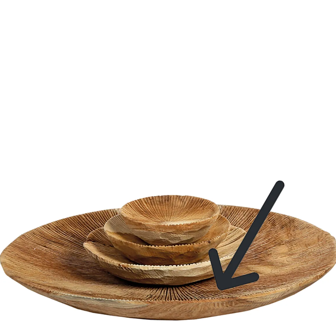 Holzschale Benoa Teak unfinish, rustikale Naturholzschale mit Maßerung, Ø30cm, WMG Grünberger