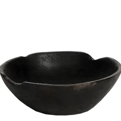 Holzschale Teak black, rustikale schwarze Naturholzschale, Ø25cm, WMG Grünberger