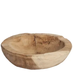 Holzschale Teak unfinish, rustikale Naturholzschale, Ø18cm, WMG Grünberger