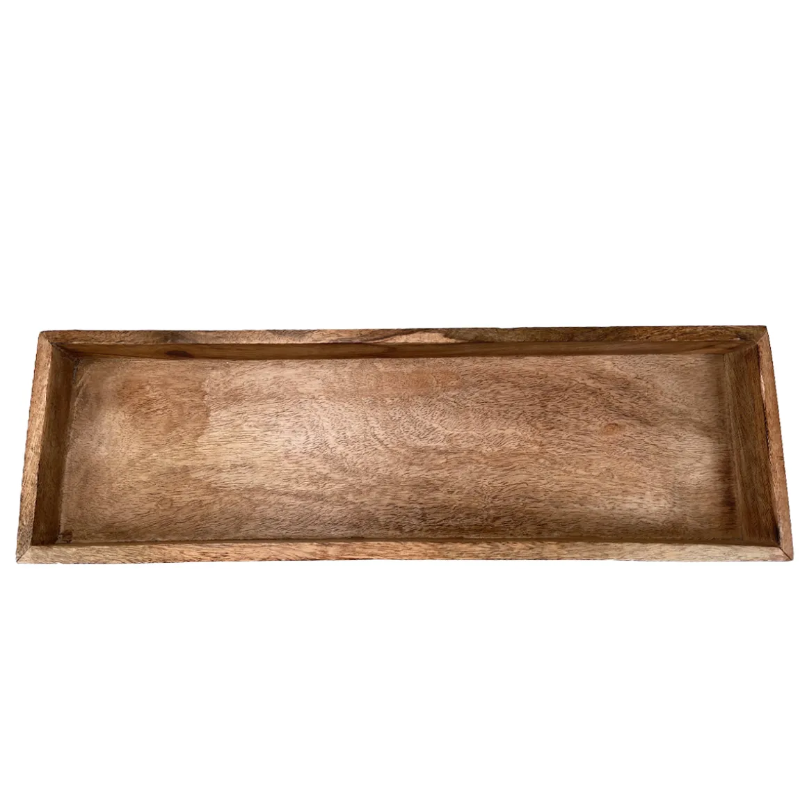 Holztablett, langes schmales Tablett aus Mangoholz, rechteckig lang, 49cm