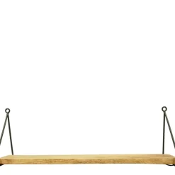 Holz Wandregal Puri, schlichtes Holzbrett mit Metallbügel, 60x20cm, Metall-Holz