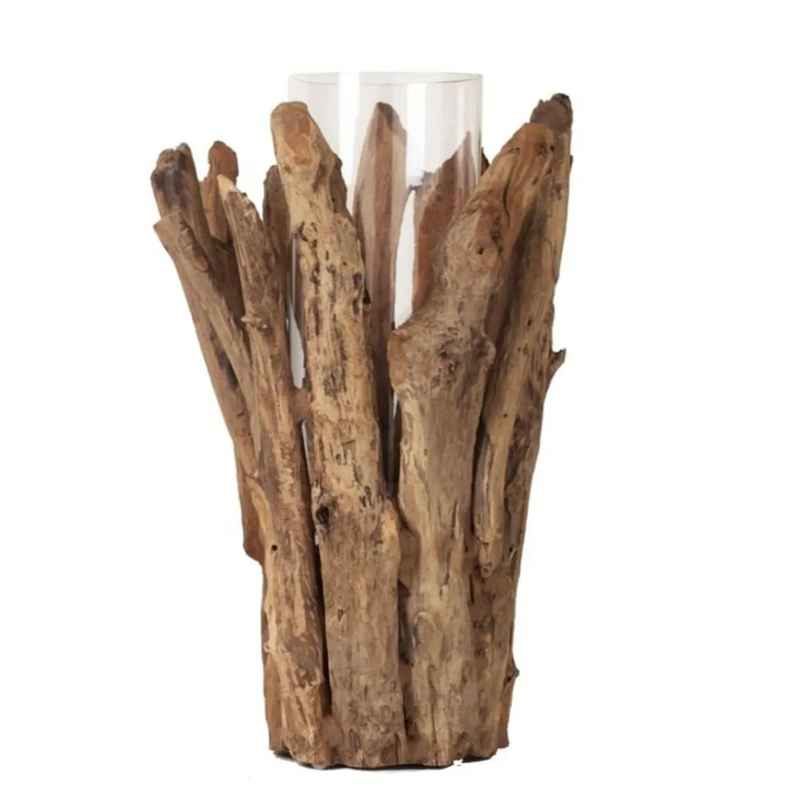 Holz Windlicht Teak Papua, Treibholz, Naturholz, 70cm, WMG Grünberger