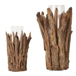 Holz Windlicht Teak Papua, Treibholz, Naturholz, 70cm, WMG Grünberger