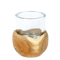 Holz Windlicht Teak, 15cm, WMG Grünberger