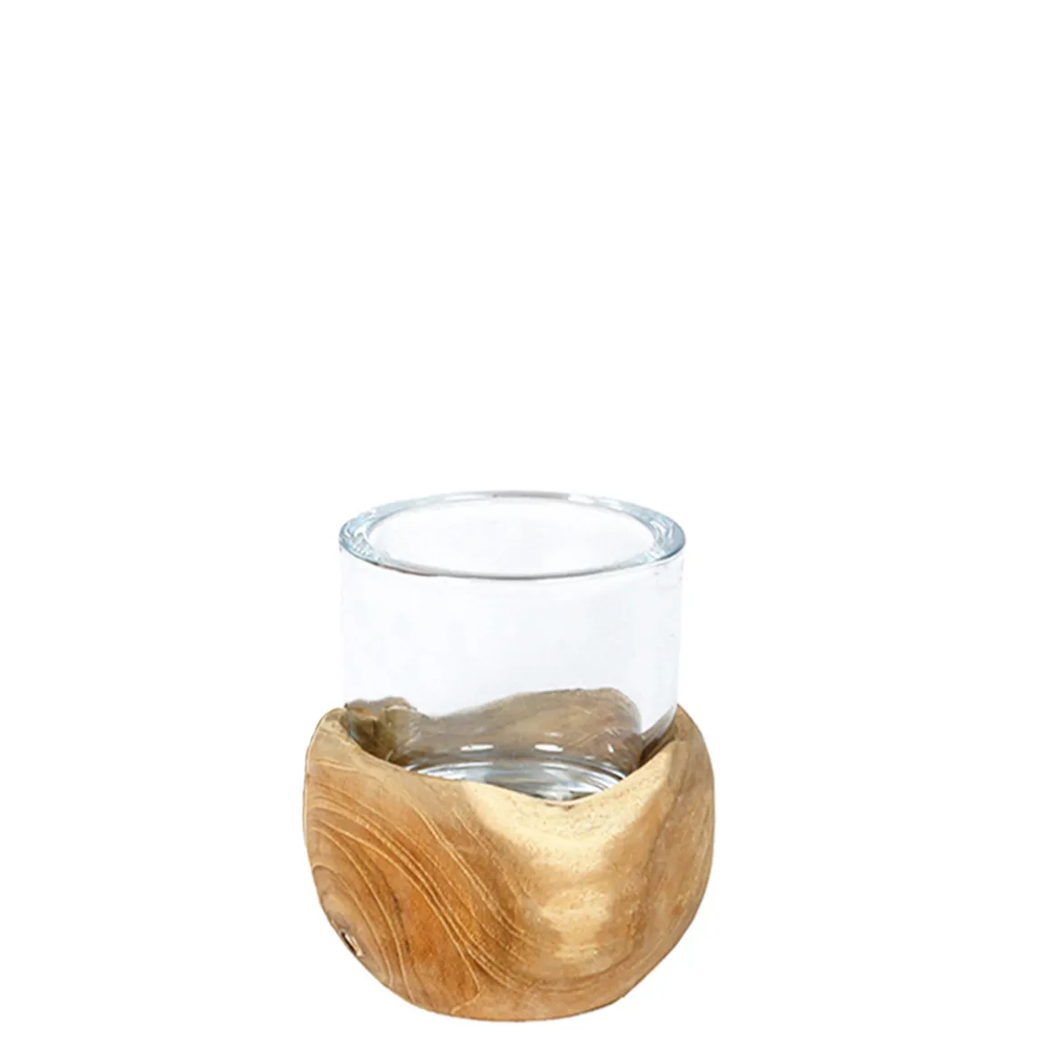 Holz Windlicht Teak, 15cm, WMG Grünberger