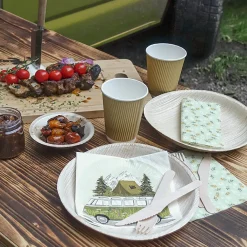 Home Fashion Papierservietten Camping, mit Bus und Zelt ins Gebirge, 33x33cm